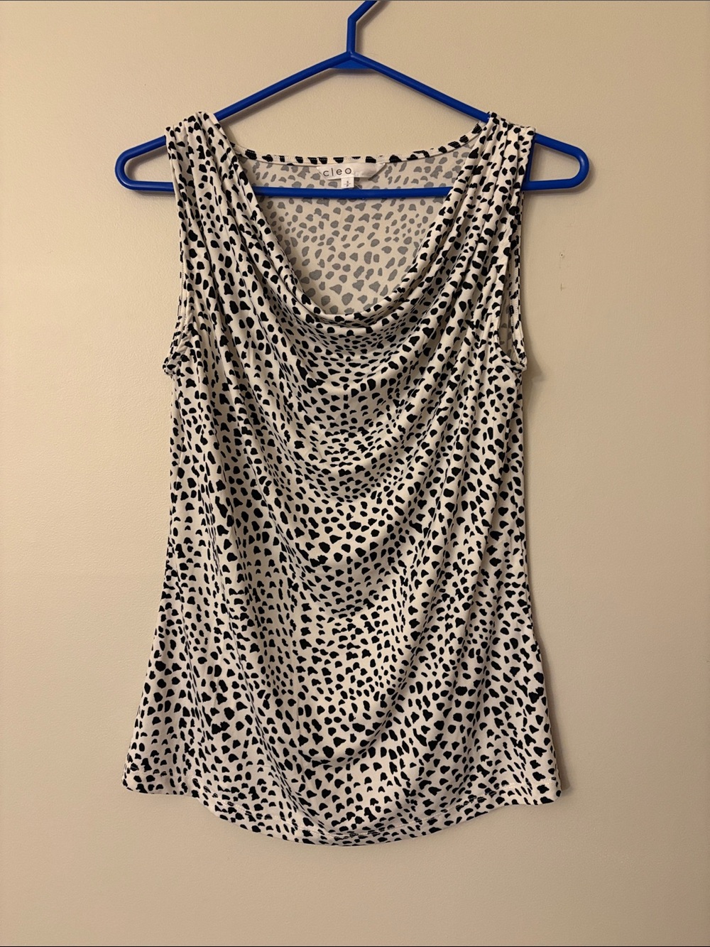 cleo Y2K Black and White Draped Cowl Neck Sleeveless Camisole